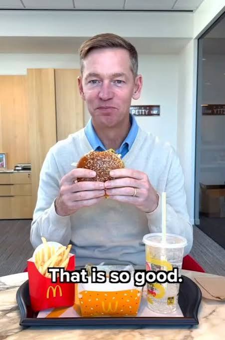 mcd ceo eating burger